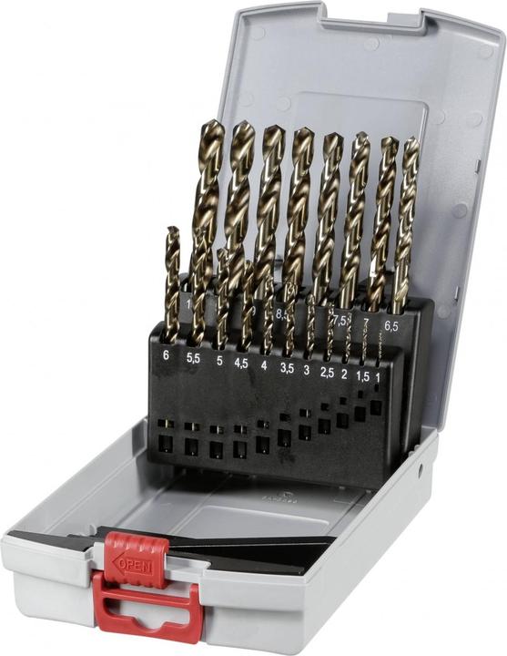 Produktbild Bosch Professional Zubehör PRO Stainless Steel HSS-Co Spiralbohrer-Set, 19-tlg. (1 mm, 1.5 mm, 2 mm, 2.5 mm, 3 mm, 3.5 mm, 4 mm, 4.5 mm, 5 mm, 5.5 mm, 6 mm, 6.5 mm, 7 mm, 7.5 mm, 8 mm, 8.5 mm, 9 mm, 9.5 mm, 10 mm)