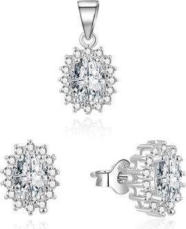 Beneto Silver Jewelry Set with Zircons AGSET159 (Pendant, Earrings)