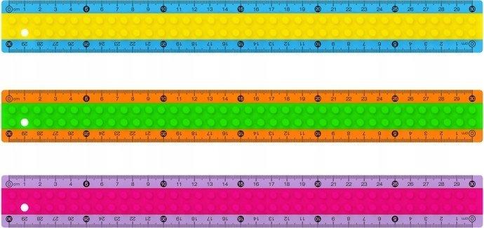 Actual product image Keyroad plastic ruler, Lego shape, 30 cm, Anhnger, colour mix (30 cm)