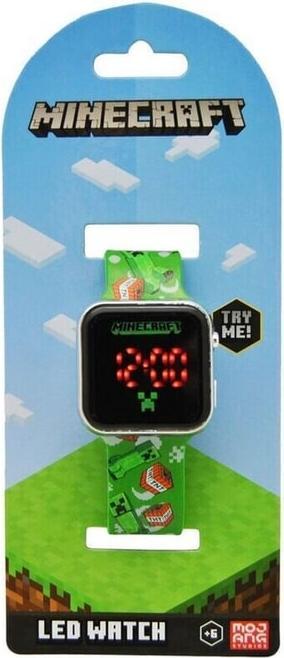 Actual product image Accutime LED kids clock Minecraft (green), digital clock with LED display for time and date, soft... (Digital watch, 38 mm)