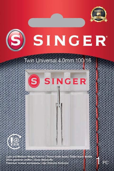 Singer TWIN sewing machine needle, 4mm, 100/16