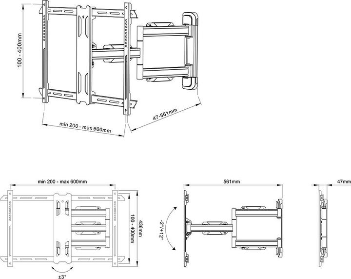Actual product image Multibrackets Wall mount up to 70", black, VESA 200x200 - (Wall, 70", 40 kg)