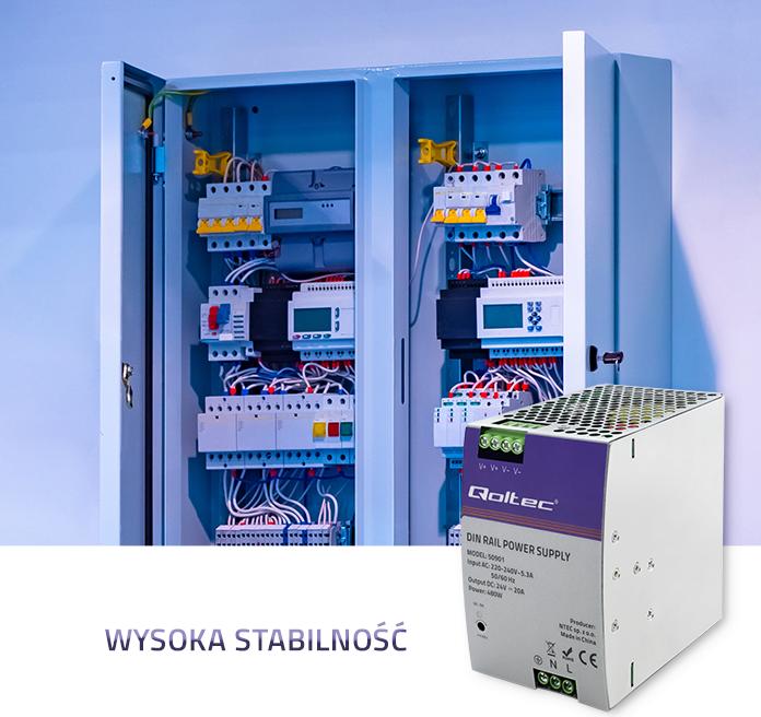 Produktbild Qoltec 50901 Industrielles DIN-Schienen-Netzteil | 480W | 24V | 20A (480 W)
