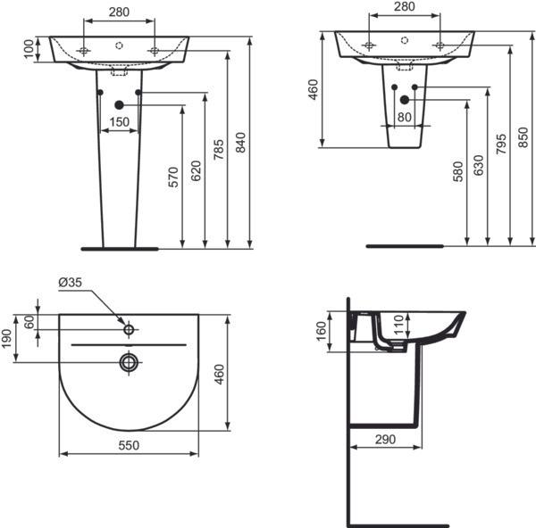 Produktbild Ideal Standard Connect Air Arc Waschtisch 550mm E0698