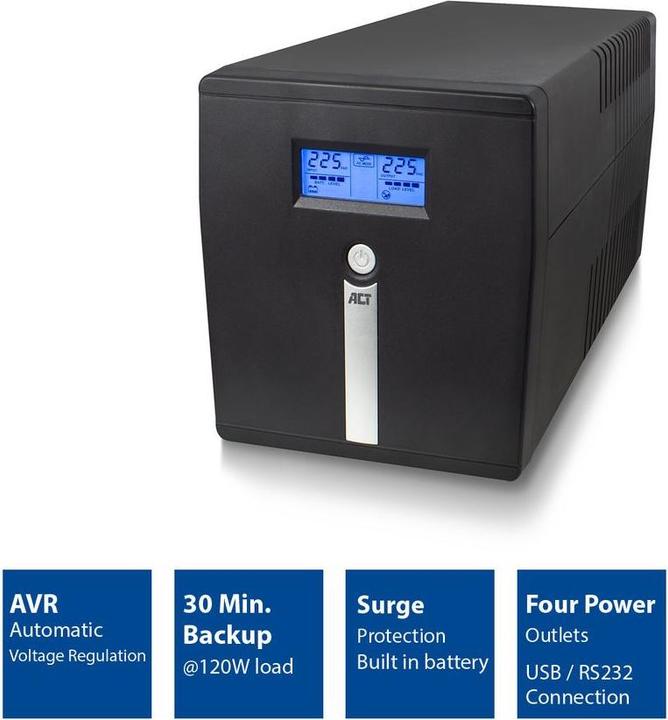 Produktbild UPS, 1000VA, 2x IEC C13, 2x type F female, 1x USB, 1x RS232 (1000 VA, 600 W, Line-Interaktiv USV)