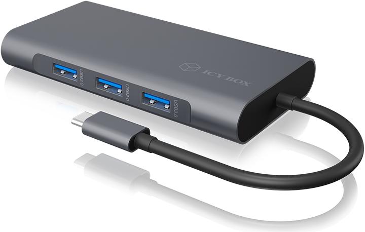 Icy Box IB-DK4040-CPD - USB Type-C mini Dock PD (USB-C, 10 Ports)