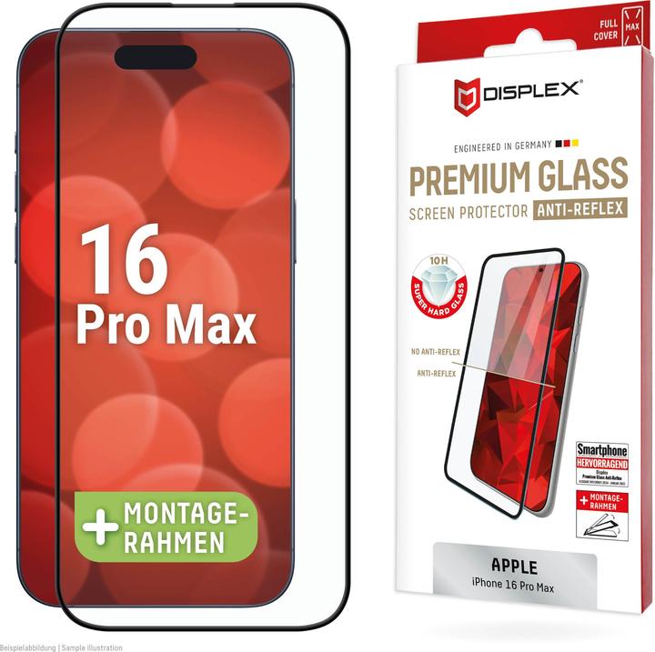 Actual product image Displex Premium Glass, Full Cover Anti-Reflex Panzerglas (1 Piece, Apple iPhone 16 Pro Max)
