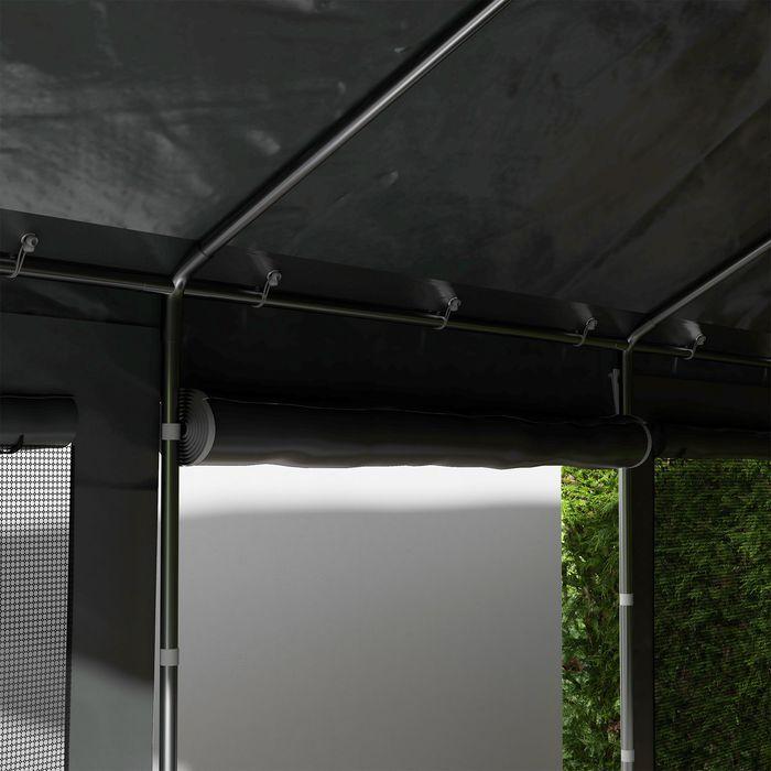 Produktbild Swisshandel24 Partyzelt, ca. 6 x 3m, höhenverstellbar, Autoüberdachung mit 4 Netzfenstern, 4 Türen, Stahl, Dunkelg (600 cm, 297 cm)