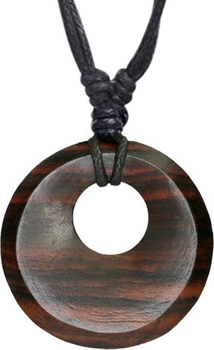 Star Piercing Halskette schwarz Anhänger Stammes Rund aus Narra Holz (ohne Messing, Organisch)