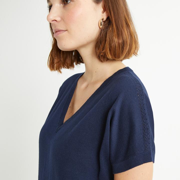 Produktbild Anne Weyburn Feinstrickpullover mit V-Ausschnitt und kurzen Ärmeln (40)