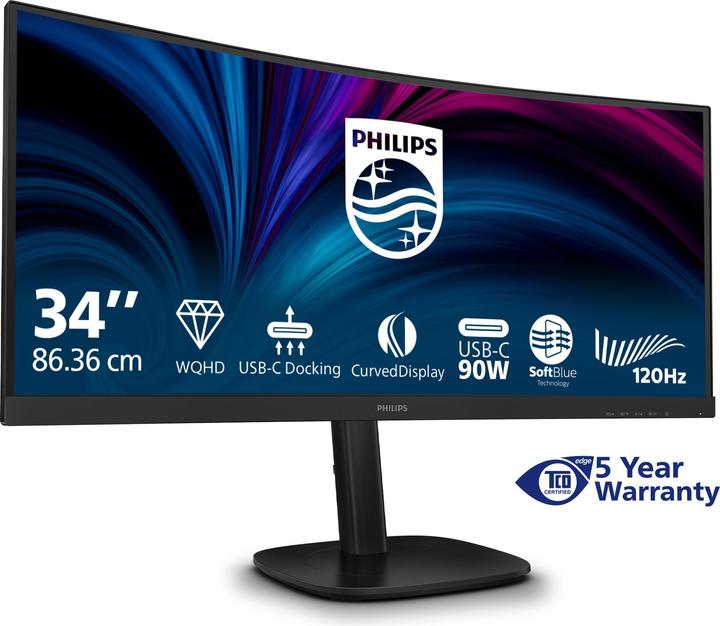 Produktbild Philips 86,4cm (34,0") 34B2U3600C 21:09 HDMI+DP+USB-C black (3440 x 1440 Pixel, 34")