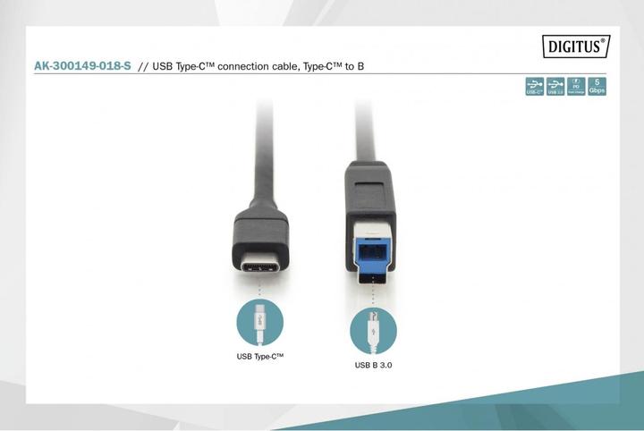Actual product image Digitus USB C – USB B (1.80 m, USB 3.0)