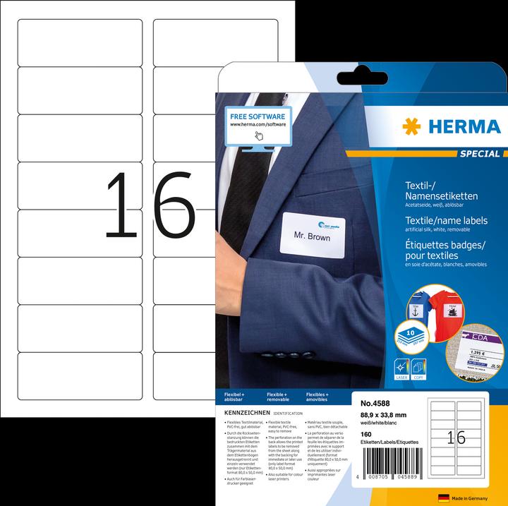 Produktbild HERMA Namensetiketten A4 ablösbar