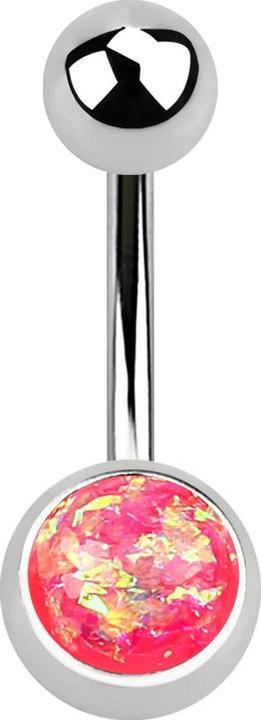 Star Piercing Banane silber mit Opal Glitter pink (Chirurgenstahl 316L, ohne Messing)