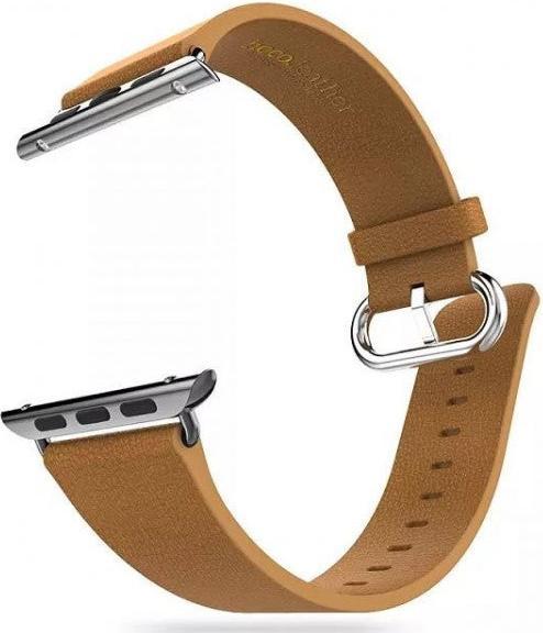 Produktbild Hermex Apple Watch 44mm / 42mm HOCO Echtleder Armband Band mit Adapter BRAUN (44 mm, 42 mm, Echtes Leder)
