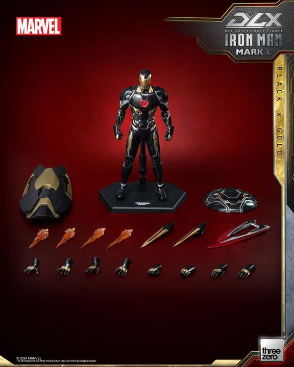 Produktbild ThreeZero Infinity Saga DLX Actionfigur 1/12 Iron Man Mark 50 (Black X Gold) 17 cm