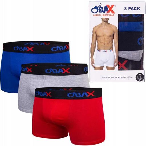 Actual product image Obax Men'S Boxer Underwear 3p Blue/Grey/Red M (M)