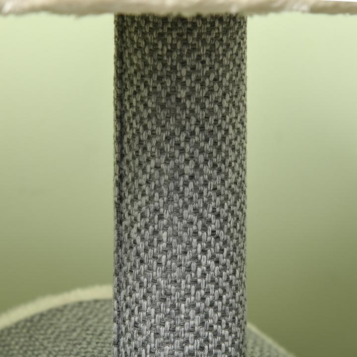 Actual product image PawHut Scratching post with cat bowl and play ball (104 cm, Beige, Cream, Cream white, Grey)