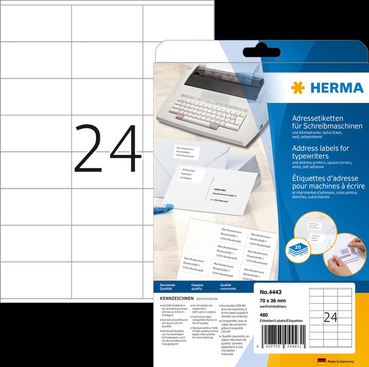 HERMA Adressetiketten für Schreibmaschinen A4