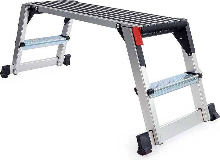 Produktbild Wiltec Alu Arbeitsplattform klappbar mobile Arbeitsbühne Tritthocker Gerüstturm (Arbeitsplattform, 126.50 cm)
