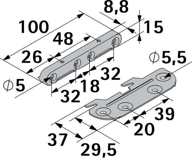 Image du produit Hettich Bettbeschlag, verzinkt, 4 Stck (Raccord de connexion, 4 pcs)