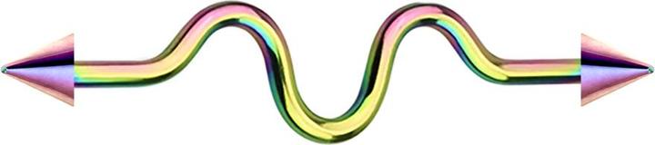 Immagine prodotto Star Piercing Barbell colorato a zig zag con due coni (senza ottone, Acciaio chirurgico 316L)