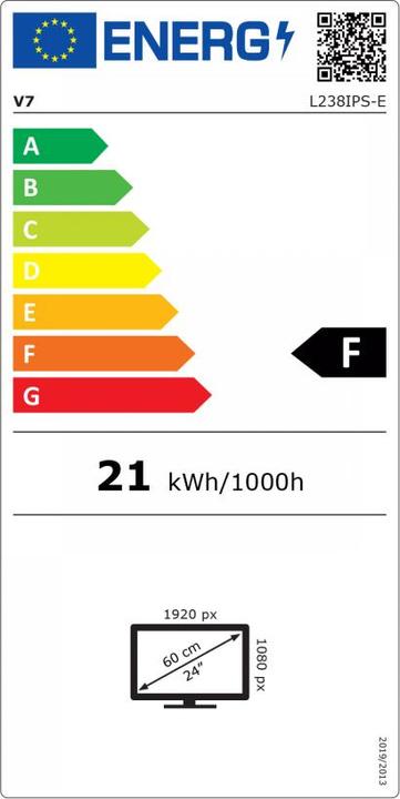 Energie-Label V7 23.8IN FHD IPS MONITOR (1920 x 1080 Pixel, 23.80")