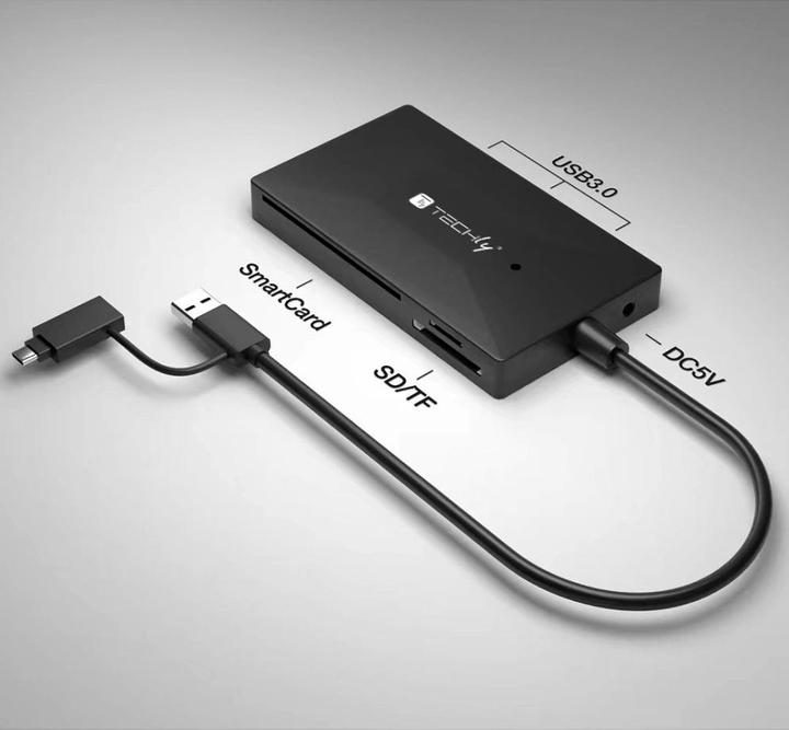 Immagine prodotto Techly Lettore multi-card e HUB USB-A/C (Tipo-B)