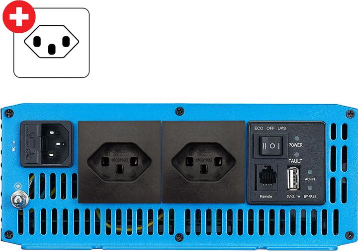 Actual product image Ective TSI 15 Sinus-Wechselrichter 1500W 24V mit Netzvorrangschaltung (CH-Stecker)