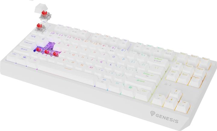 Actual product image Genesis herní klávesnice THOR 230/TKL/RGB/Outemu Red/Bezdrátová USB + Bluetooth/US layout/Bílá (US, Cable, Wireless)