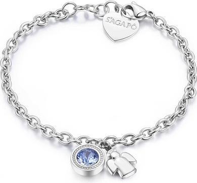 Sagapo S'AgapÃµ - Steel bracelet with crystal and angel Lucky Light SKT13