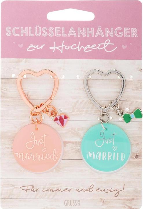 Produktbild Sheepworld Schlüsselanhänger Just Married Pink/Blau, 2 Stück