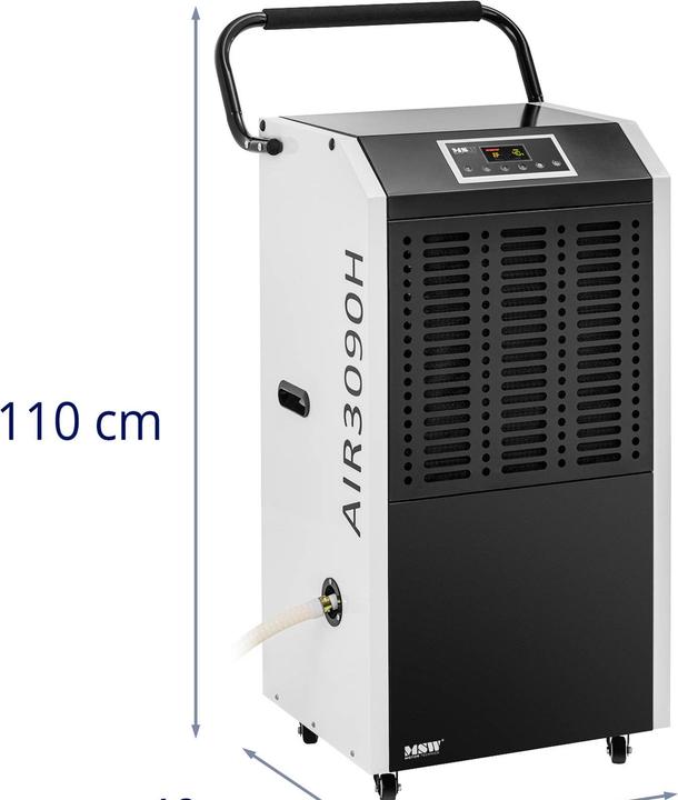 Actual product image MSW Dehumidifier - 138 l / 24 h - 70 - 100 m² - 1129 m³/h - with handle (100 m², 138 l/24h)
