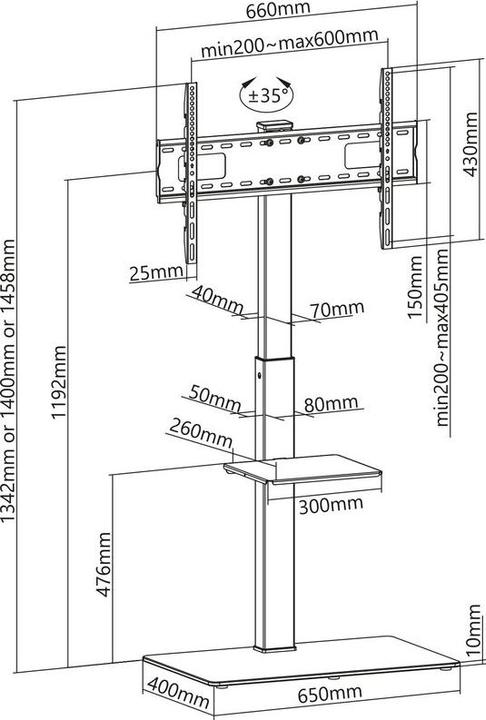 Actual product image Xantron TV stand universal (Universal, 70", 40 kg)