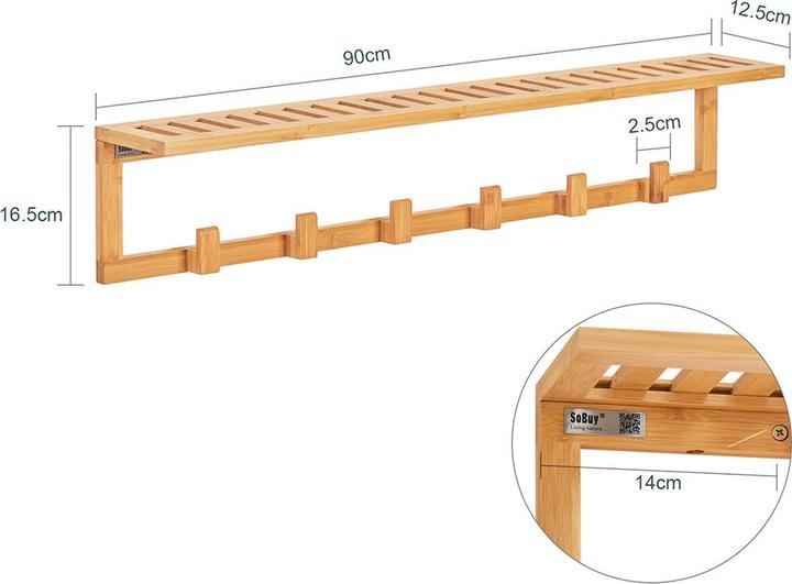 Actual product image SoBuy Wall coat rack with 6 coat hooks