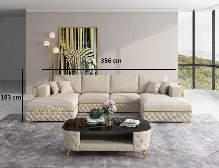 Produktbild Mason Ct Luxus Sofa Loft Style U-Form Samt Beige (Wohnlandschaft)