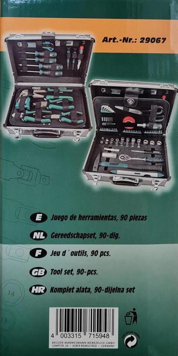 Image du produit Mannesmann Boîte à outils (90 pièces)