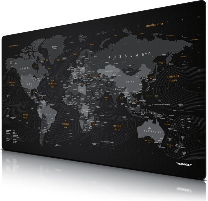 Produktbild Titanwolf Gaming Mauspad, XXXL 1500 x 800 x 3 mm Mausmatte Extralarge / Waschbar, Weltkarte (XXL)