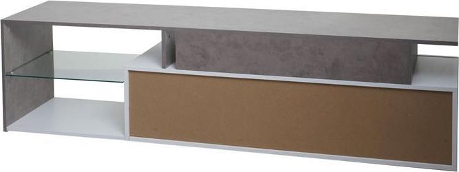 Image du produit Mendler Rack TV HWC-L35, bois 47x170x40cm Compartiment de rangement, aspect béton blanc (47 x 170 x 40 cm)