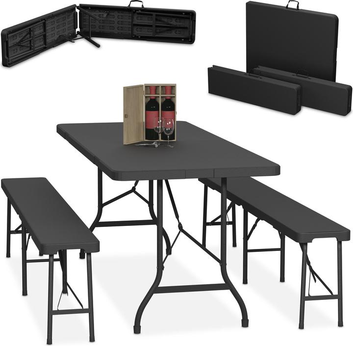 Relaxdays Table-jardin-et-bancs (180 cm)