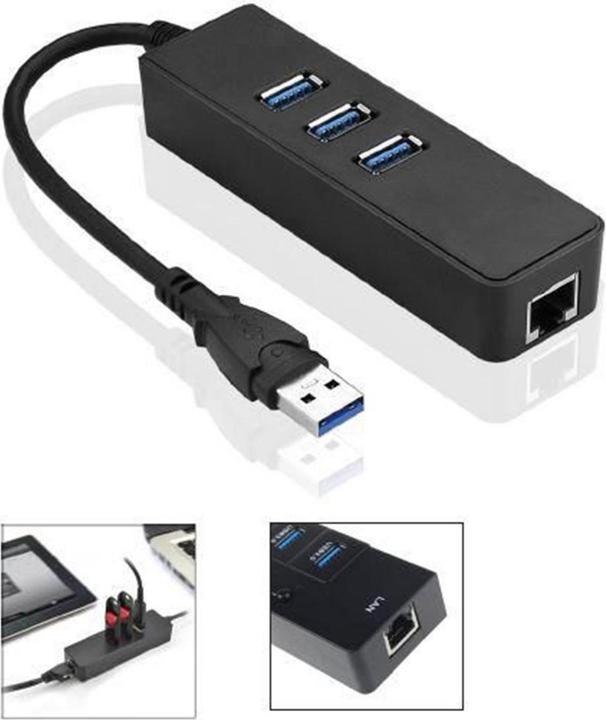 Actual product image MicroConnect USB3.0 HUB w. Gigabit Ethernet (USB-A, 4 Ports)