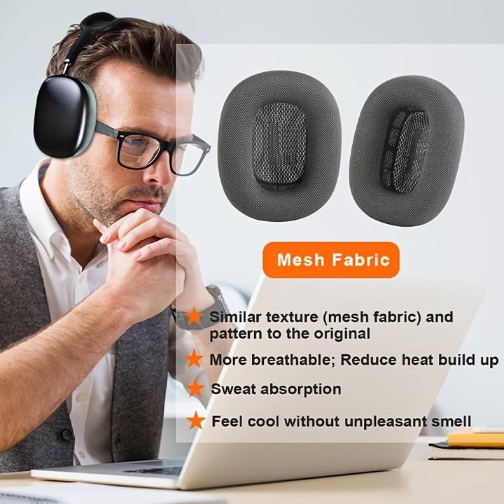 Produktbild PhoneLook Ultra-weiche Memory-Schaum Mesh-Ohrpolster Ersatz (2er Set) mit verstärktem Magnet (AirPods Max)