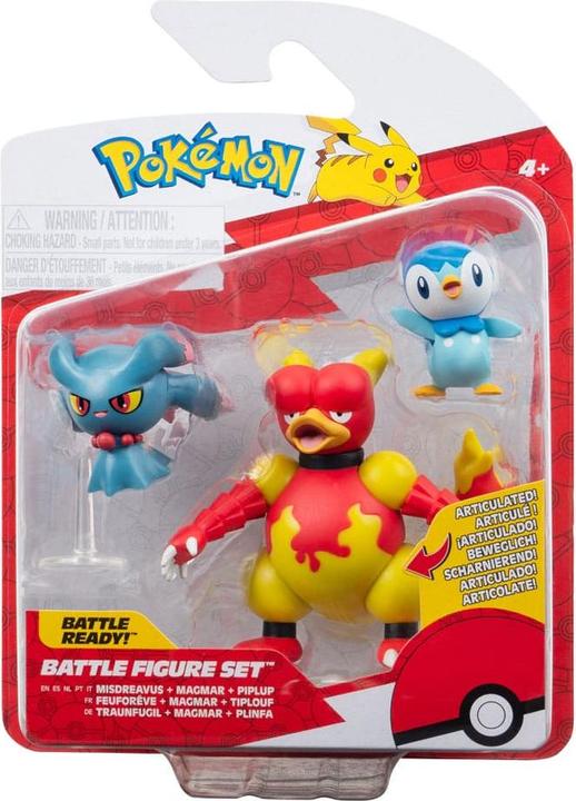 Produktbild Jazwares Pokémon Battle Figure Set Figuren 3er-Pack Plinfa, Traunfugil, Magmar 5 cm