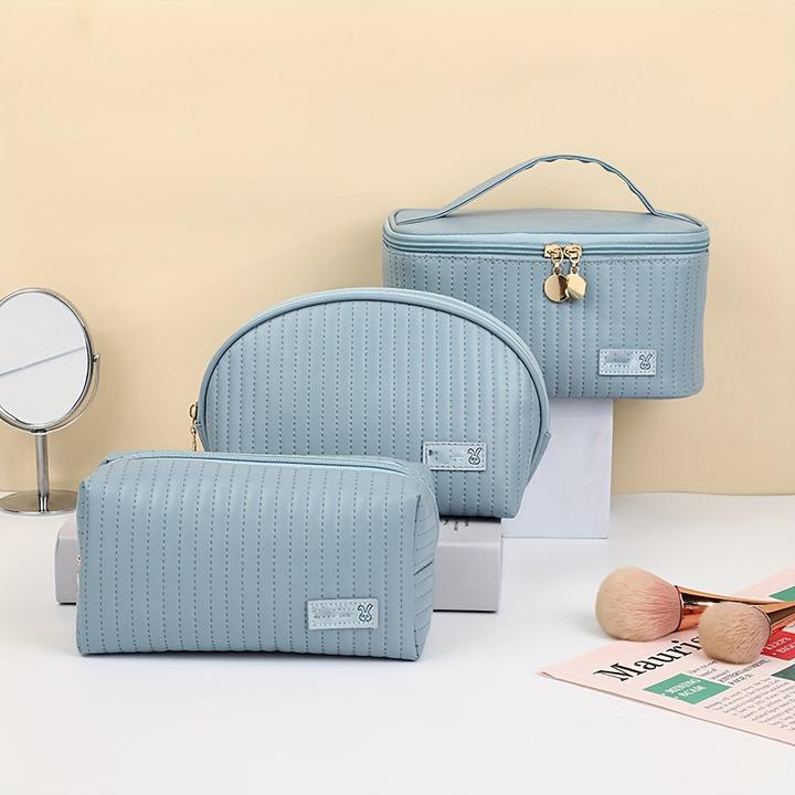 Actual product image Only-Bags.Store 3pcs/set cosmetic bag, portable large opening square cosmetic bag / shell design