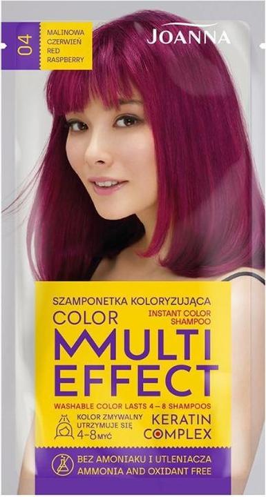 Produktbild Joanna Multi Effect Keratin Complex Color Instant Color Shampoo 04 Raspberry Red 35G (Flüssiges Shampoo)