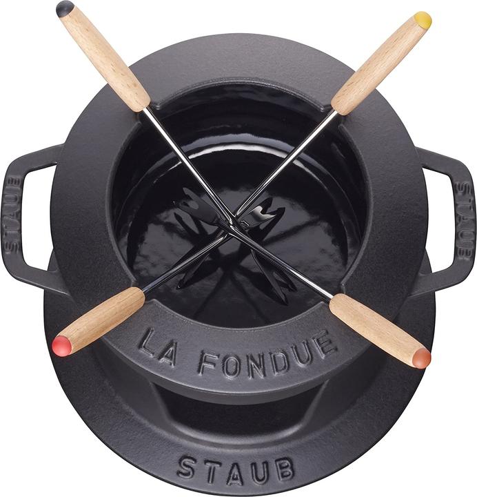 Produktbild Staub Fondue Set schwarz m. 2 Griffen, rund. 16 cm (Fondue Bourguignonne, Käsefondue, Fondue Chinoise)