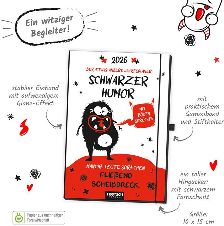 Produktbild Trtsch Buchkalender Der etwas andere Jahresplaner Schwarzer Humor 2026 (10 x 16 cm, Deutsch)