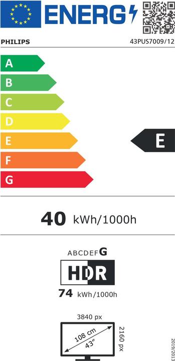 Energie-Label Philips 43PUS7009/12 (43", PUS7009, LED, 4K, 2024)