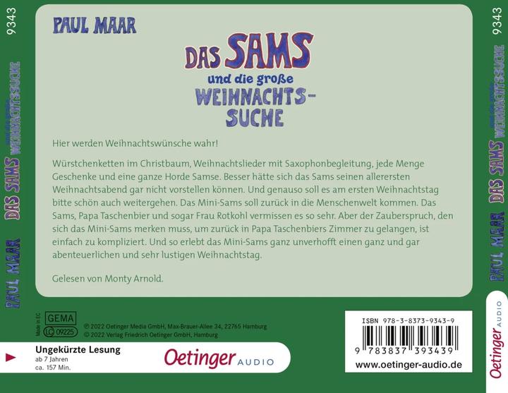 Produktbild Das Sams und die grosse Weihnachtssuche (Paul Maar, Deutsch)