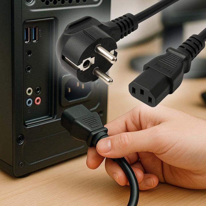 Produktbild Wiltec Netzkabel 4m Kaltgerätekabel Stromkabel abgewinkelt Kaltgerätestecker (4 m)